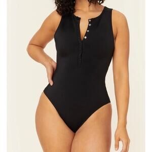 Andie The Malibu Black Ribbed Women's One Piece Swimsuit 3X